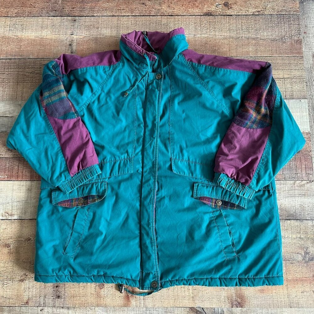 Outbook Vintage Men's Blue Green and Purple Full Zip Utility Warm Jacket -3X